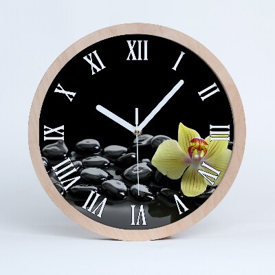 Zegar ścienny drewniany Orchidea