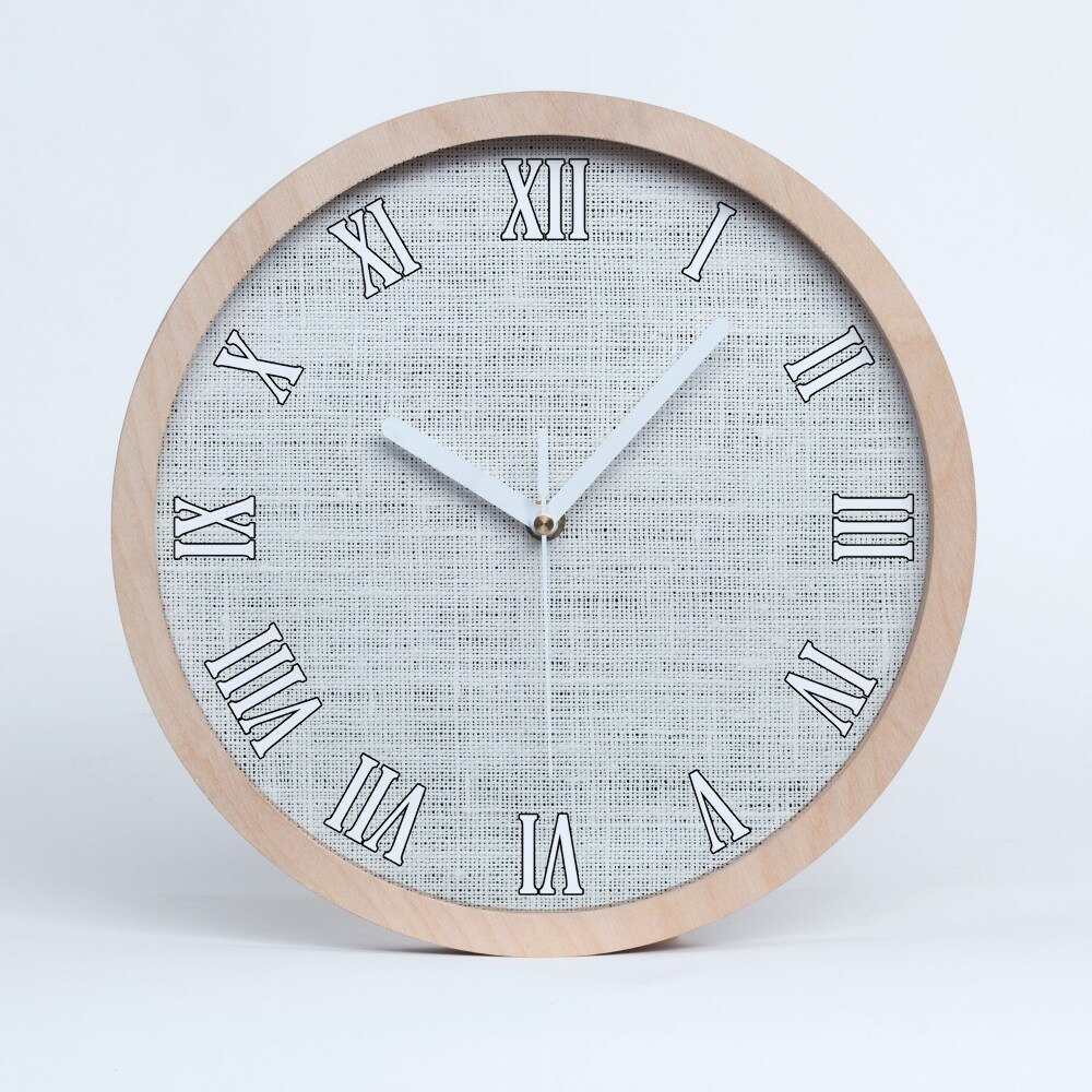 Drewniany zegar Lniane białe płótno