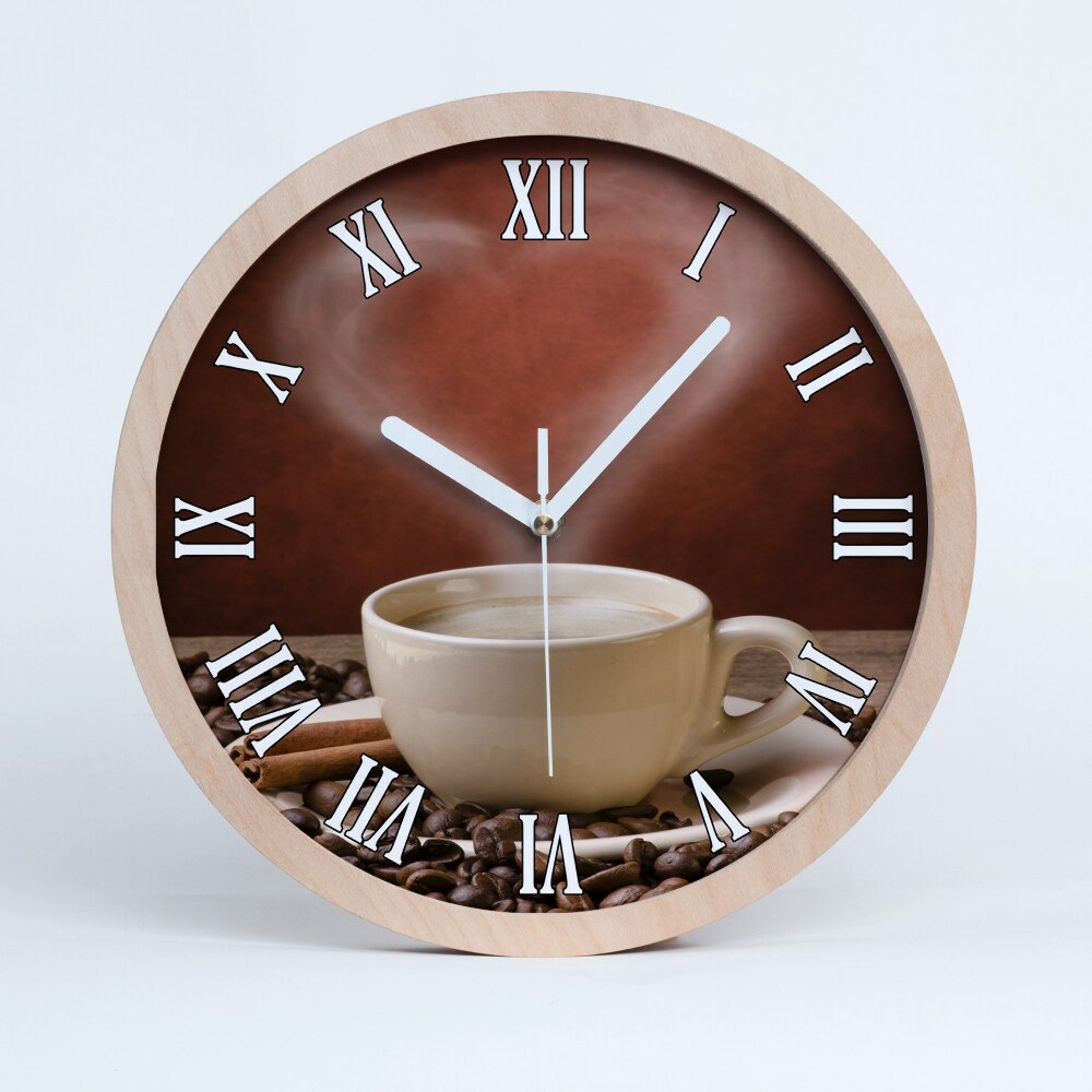 Drewniany zegar Aromatyczna kawa