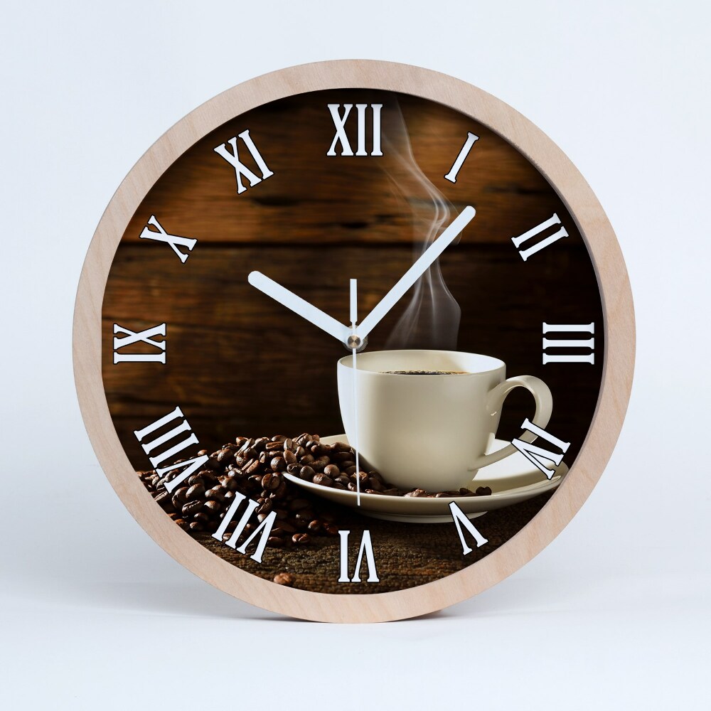 Zegar drewniany wiszący Filiżanka kawy