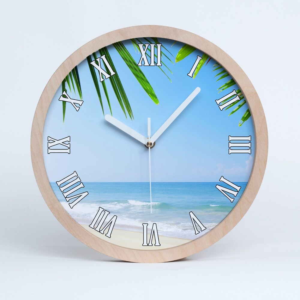 Zegar na ścianę drewniany Tropikalna plaża