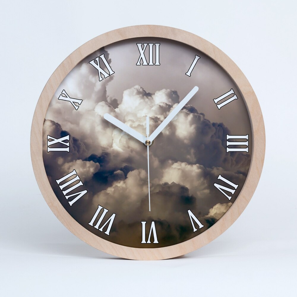 Zegar drewniany Chmury na niebie