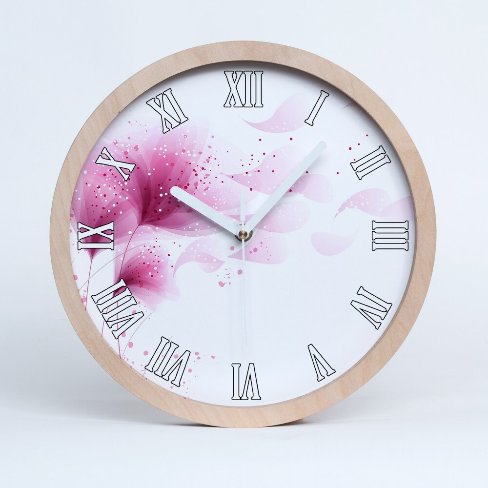 Zegar drewniany Różowy kwiat