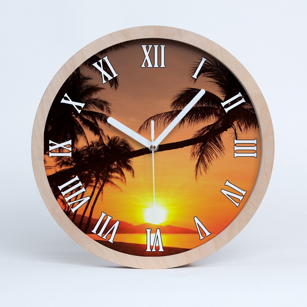 Zegar okrągły Zachód słońca plaża