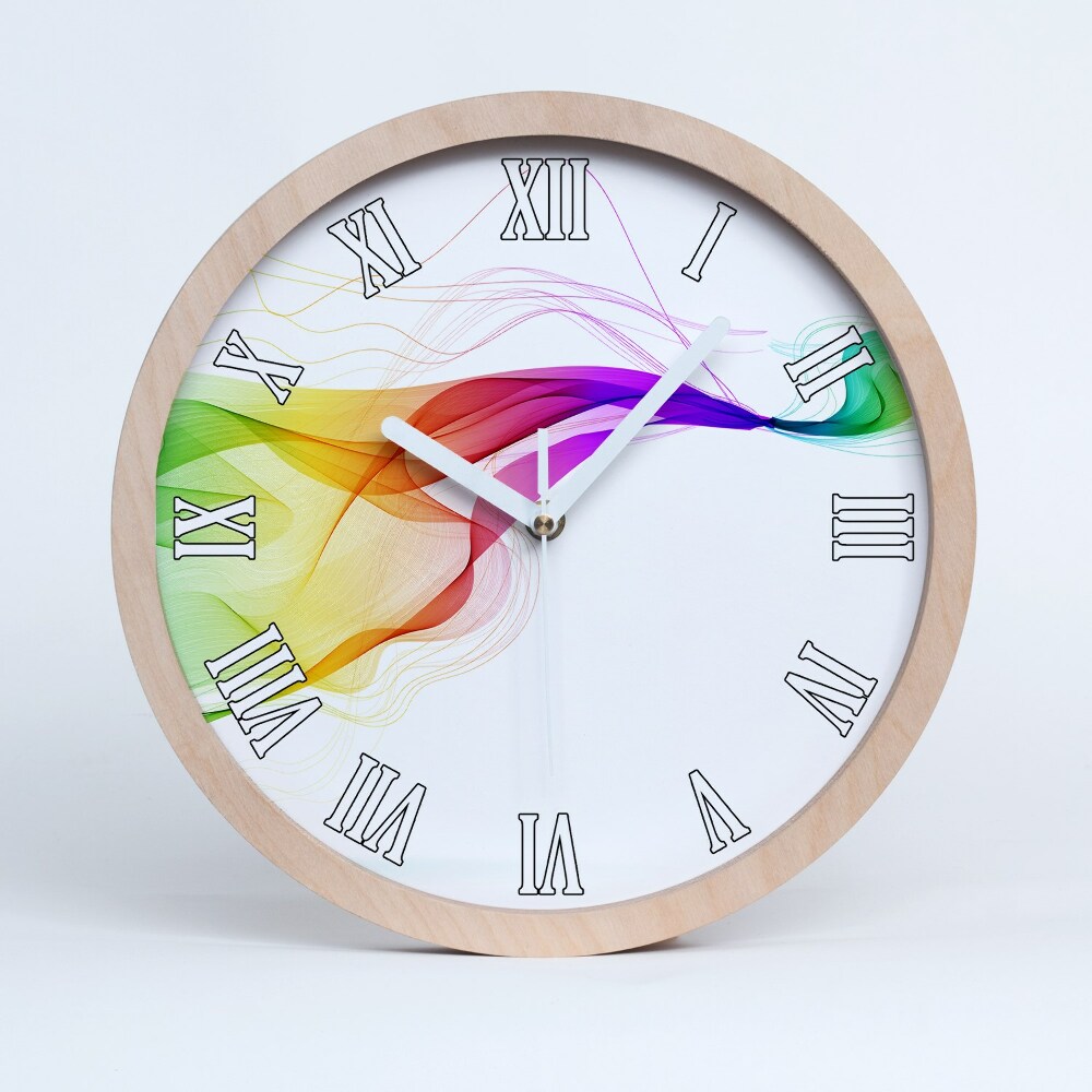 Zegar na ścianę drewniany Kolorowa abstrakcja