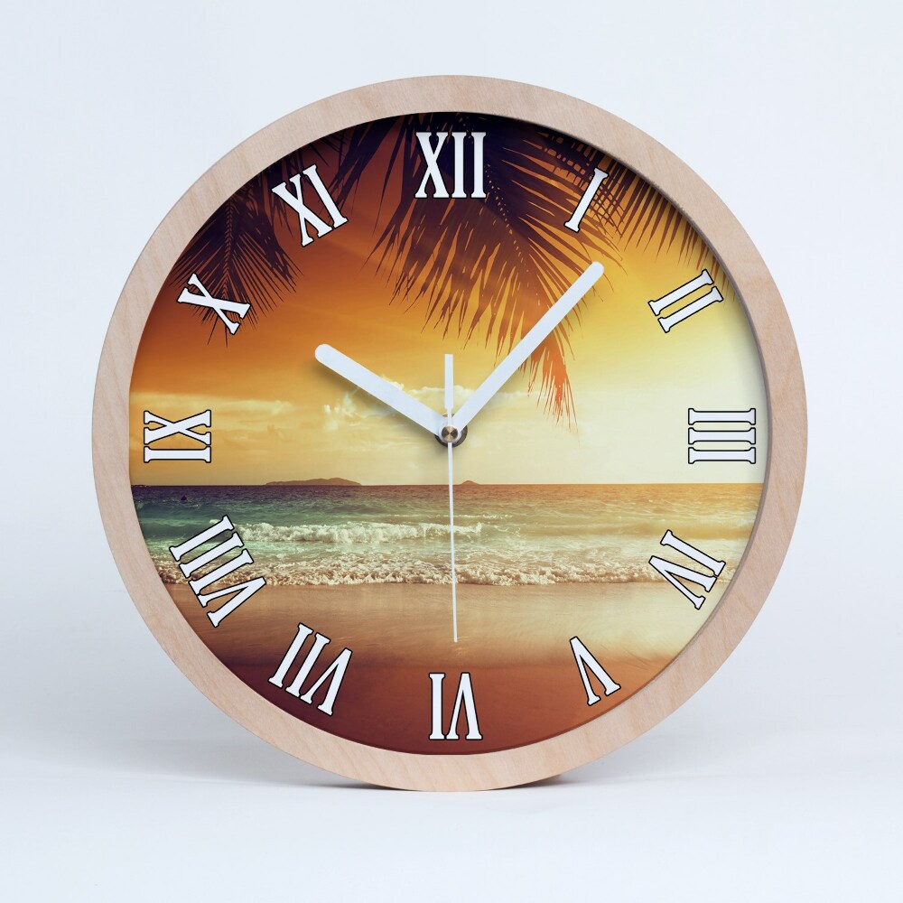 Zegar ścienny drewniany Tropikalna plaża