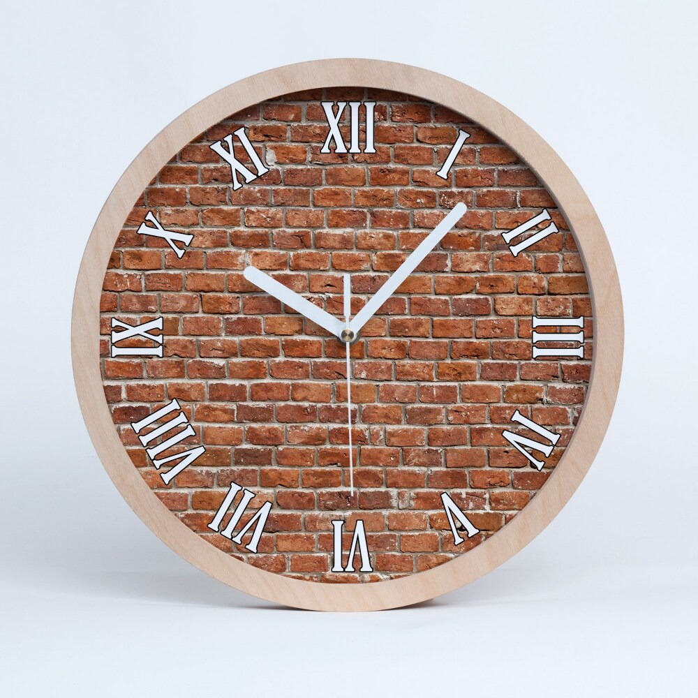 Zegar na ścianę drewniany Ceglana ściana