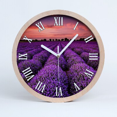 Zegar drewniany Pole lawendy