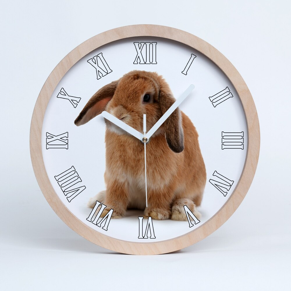 Zegar drewniany Rudy królik