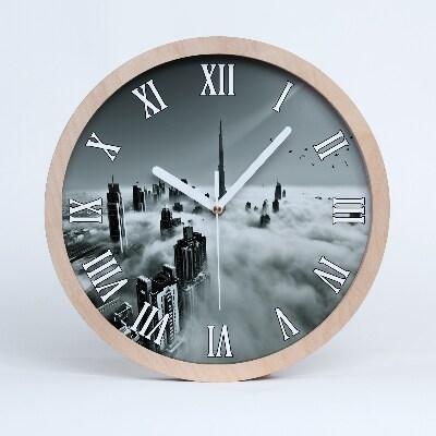 Zegar drewniany Mgła nad dubajem