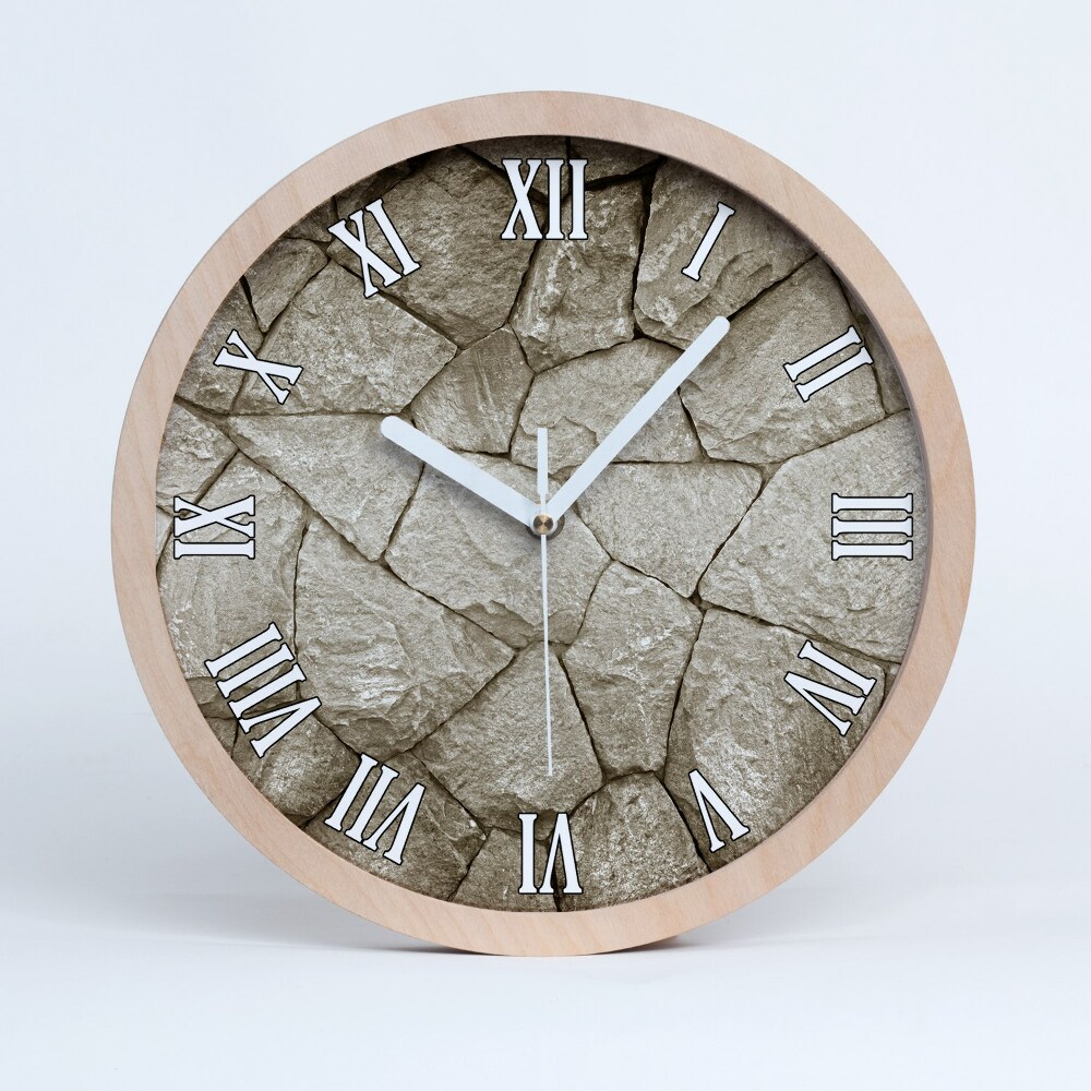 Zegar drewniany Ściana z kamienia
