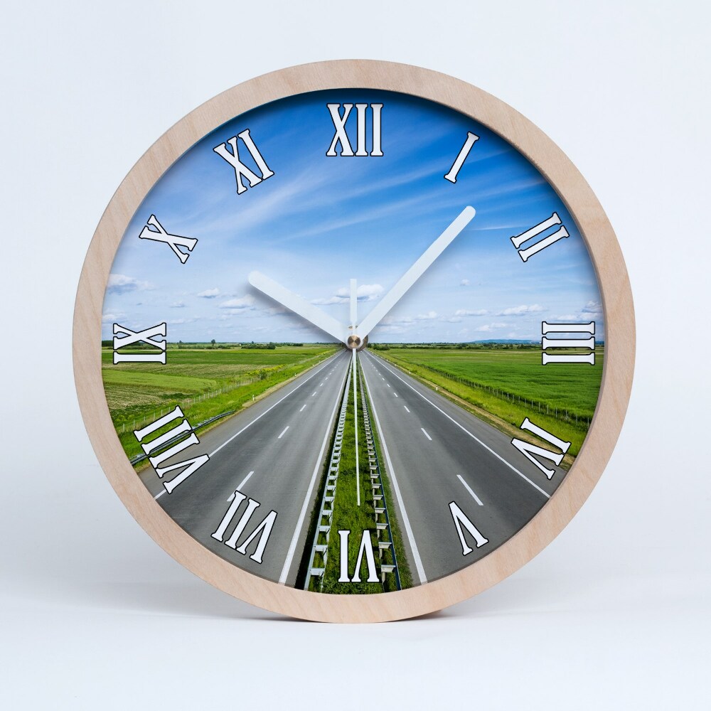 Zegar ścienny drewniany Autostrada
