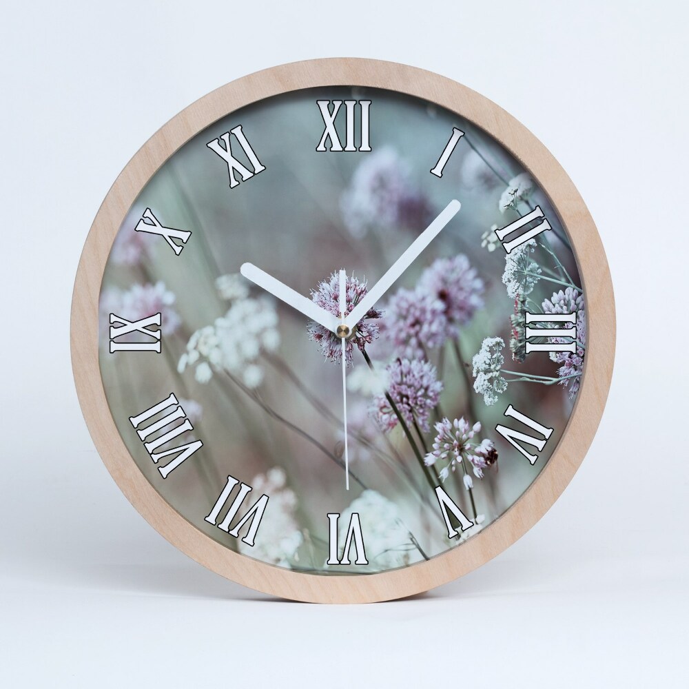 Zegar drewniany Dzikie kwiaty
