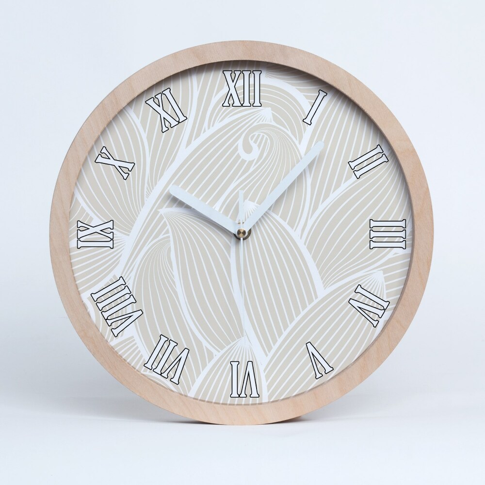 Zegar drewniany Liście wzór