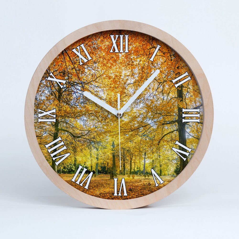 Drewniany zegar Las jesienią