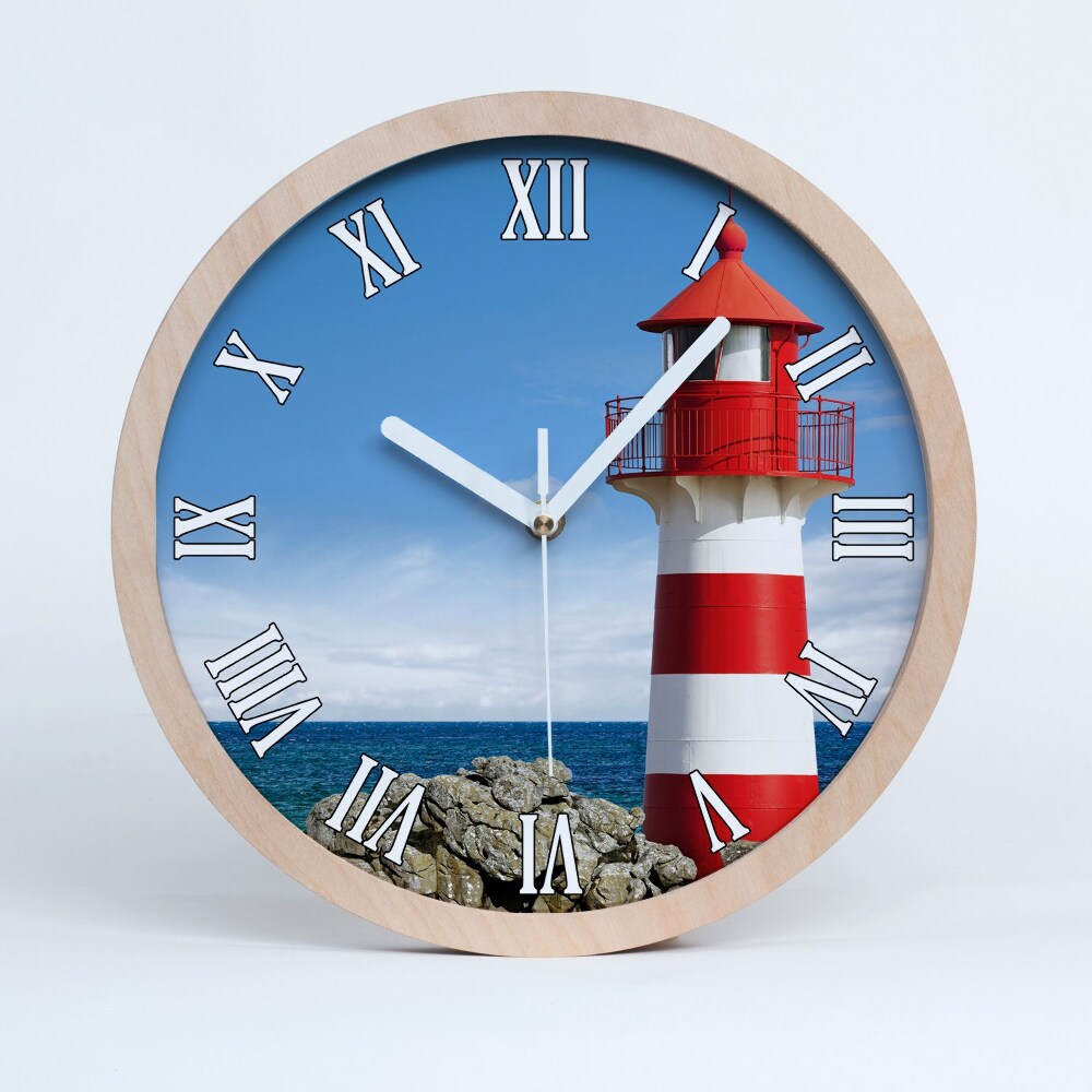 Zegar na ścianę drewniany Latarnia morska