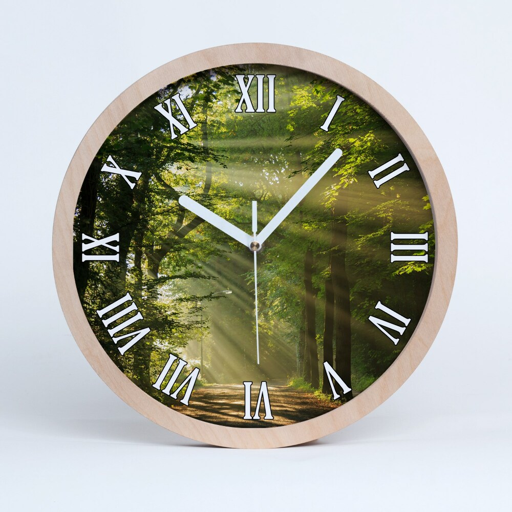 Zegar drewniany wiszący Las w słońcu