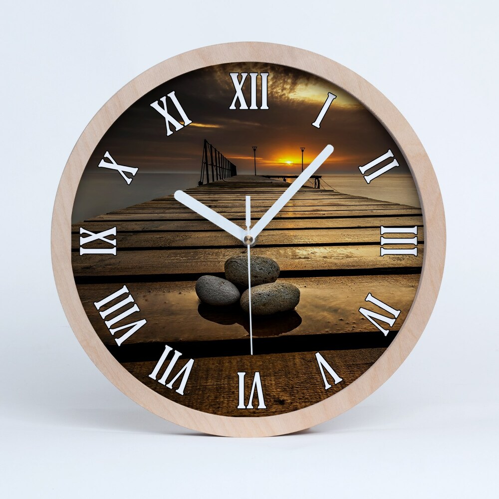 Nowoczesny zegar ścienny Drewniane molo