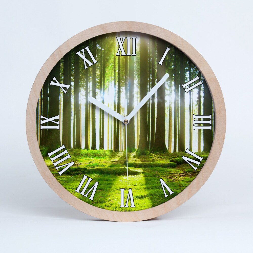 Zegar ścienny drewniany Las w słońcu