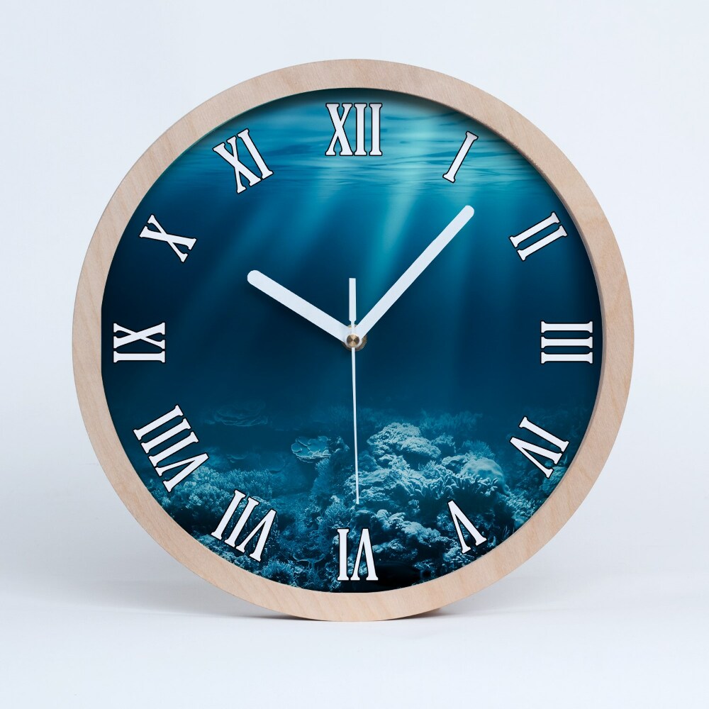Zegar ścienny drewniany Podwodny świat