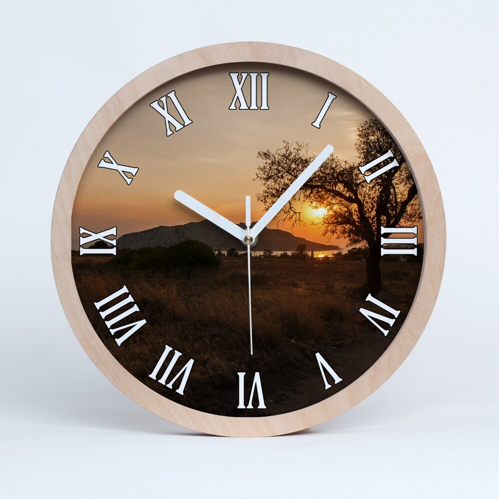 Zegar ścienny drewniany Zachód słońca