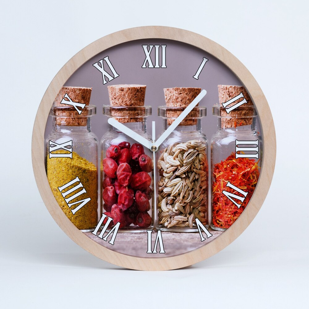 Zegar drewniany wiszący Kolorowe przyprawy