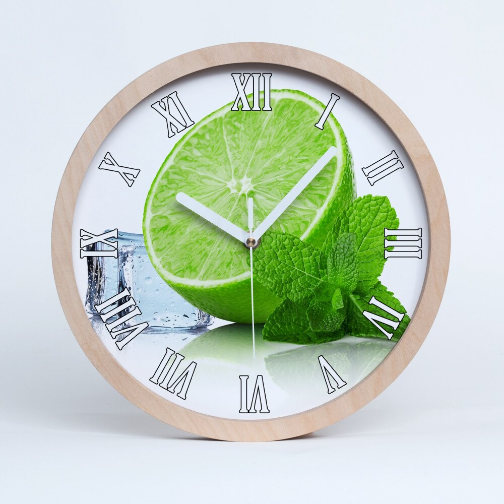 Zegar na ścianę drewniany Limonka z lodem