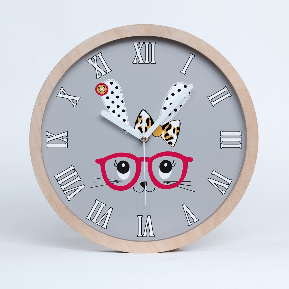 Zegar drewniany Królik w okularach