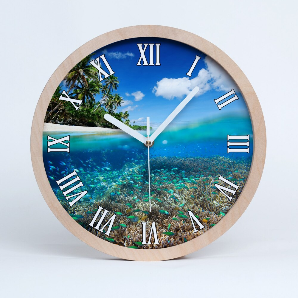 Zegar ścienny drewniany Rafa koralowa