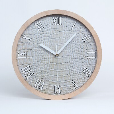 Zegar ścienny drewniany Skóra krokodyla