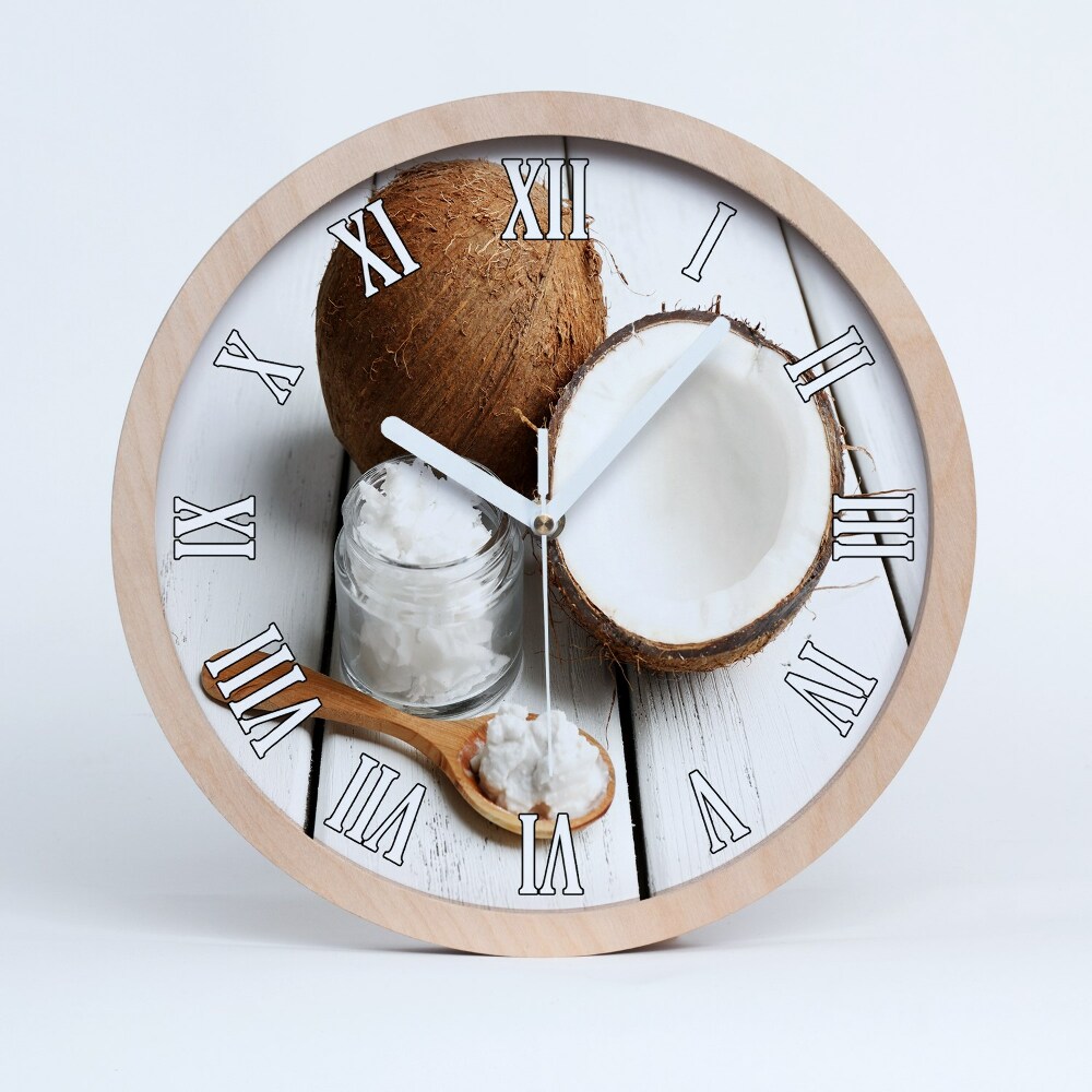 Nowoczesny zegar ścienny Olej kokosowy