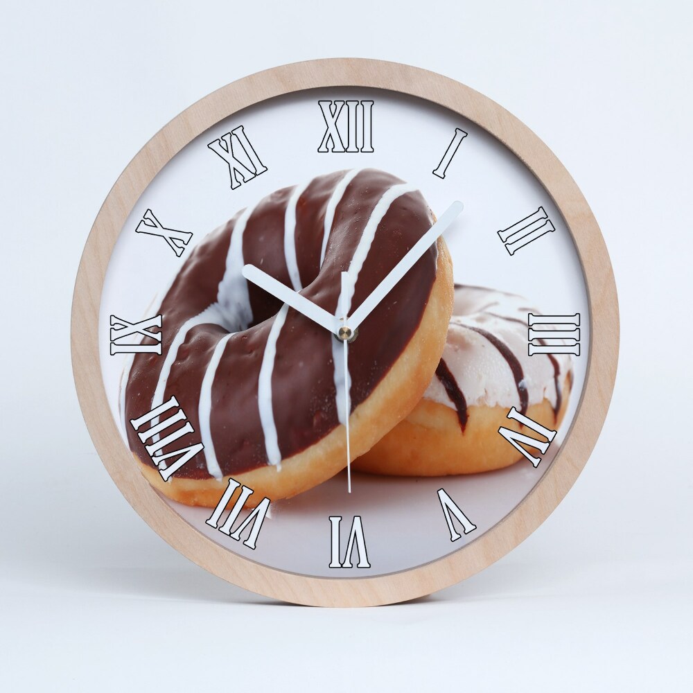 Zegar ścienny drewniany Donaty z czekoladą