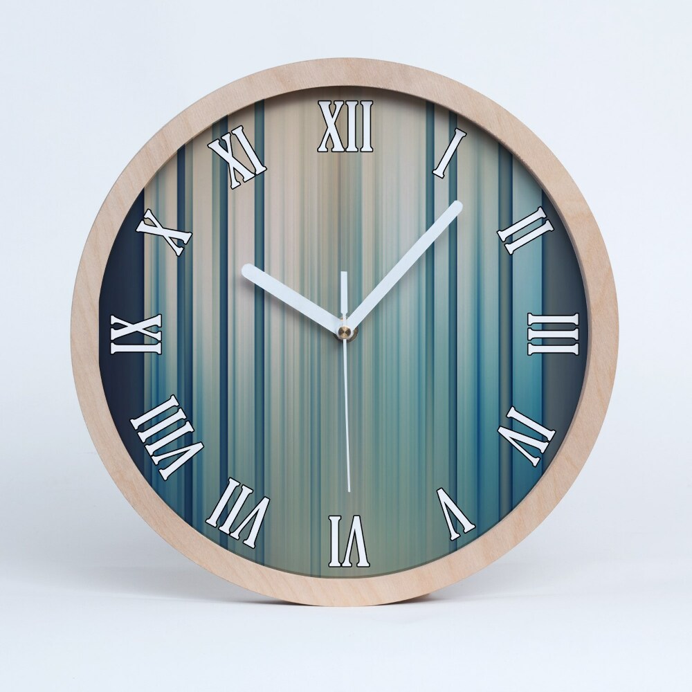 Zegar ścienny drewniany Niebieskie paski