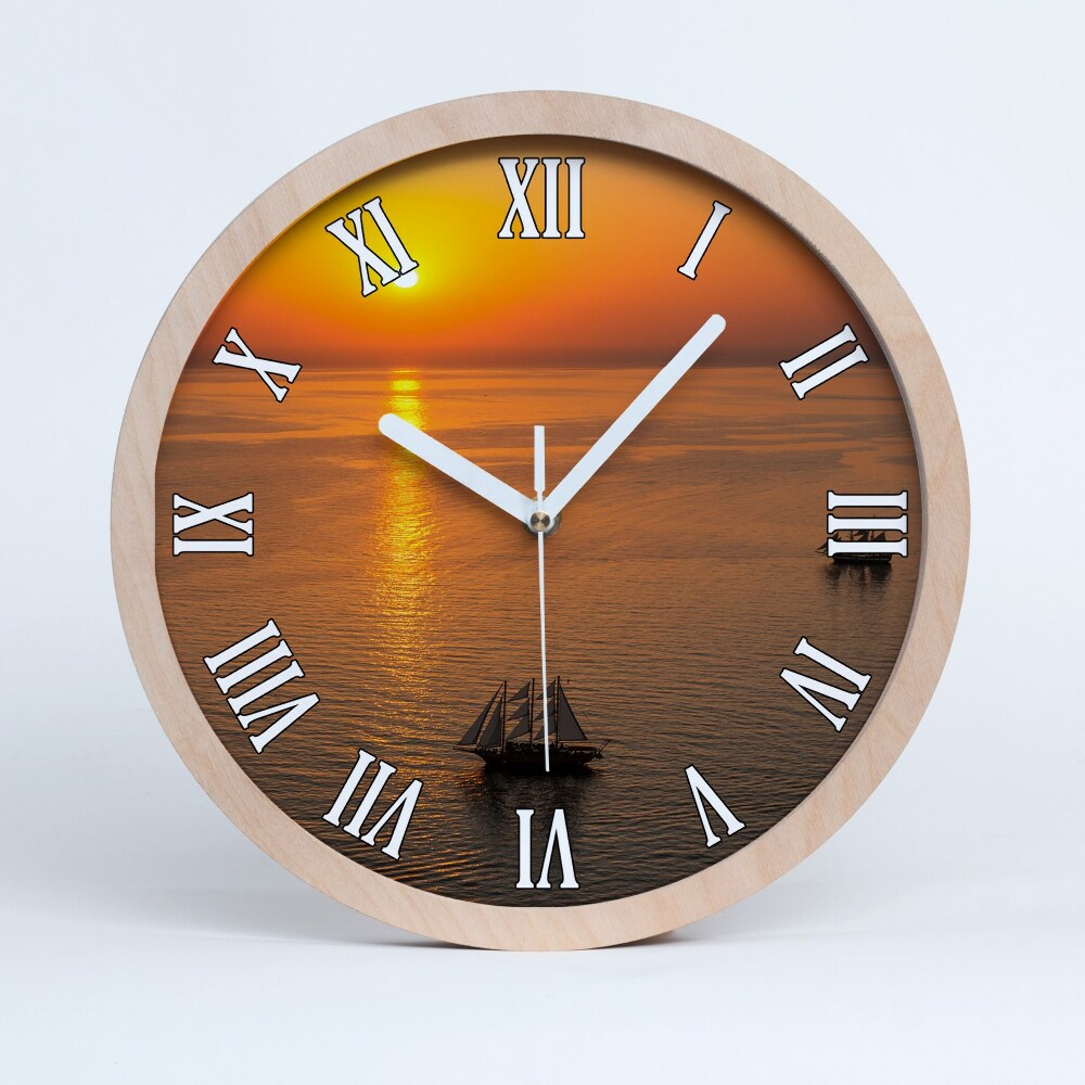 Zegar ścienny drewniany Zachód słońca morze