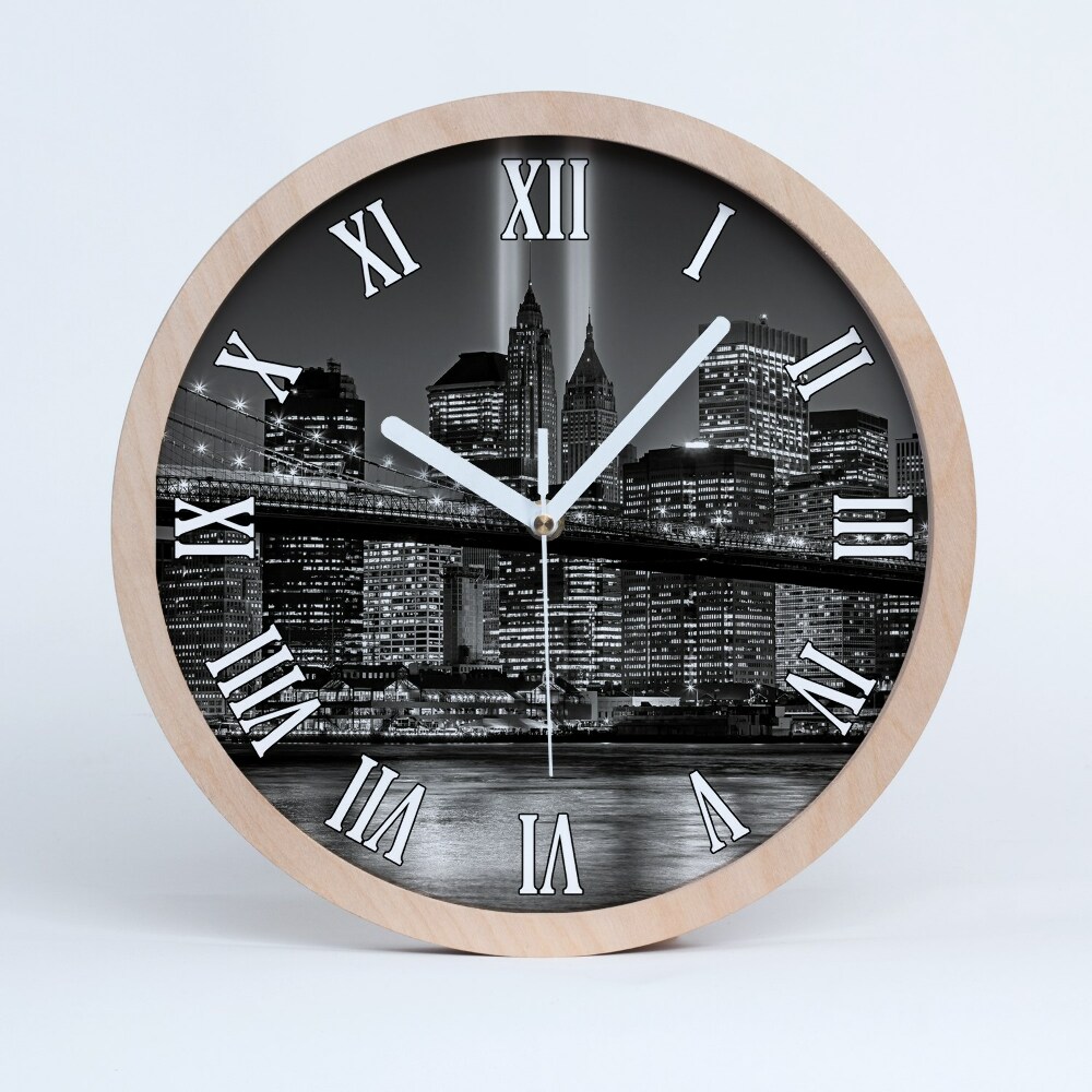 Zegar ścienny drewniany Manhattan nowy jork