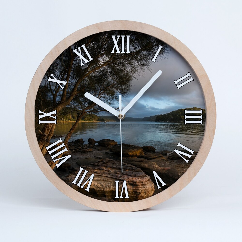 Zegar drewniany Drzewo nad rzeką