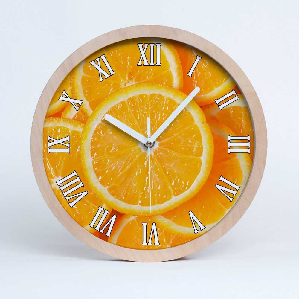 Zegar ścienny drewniany Plastry pomarańczy