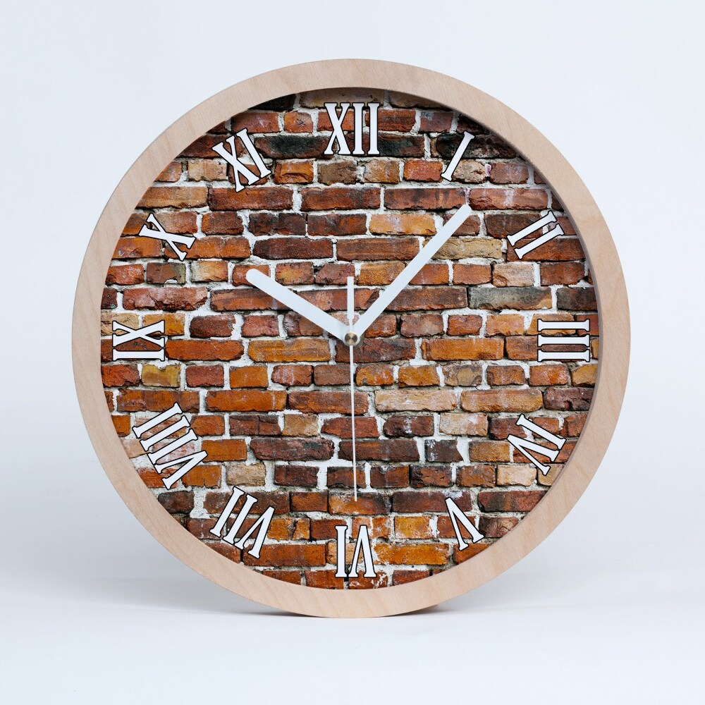 Zegar drewniany wiszący Ceglana ściana