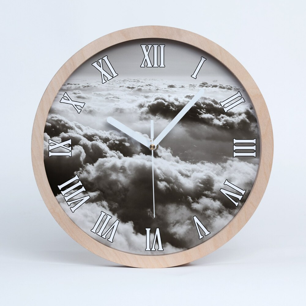 Zegar na ścianę drewniany Chmury z lotu ptaka