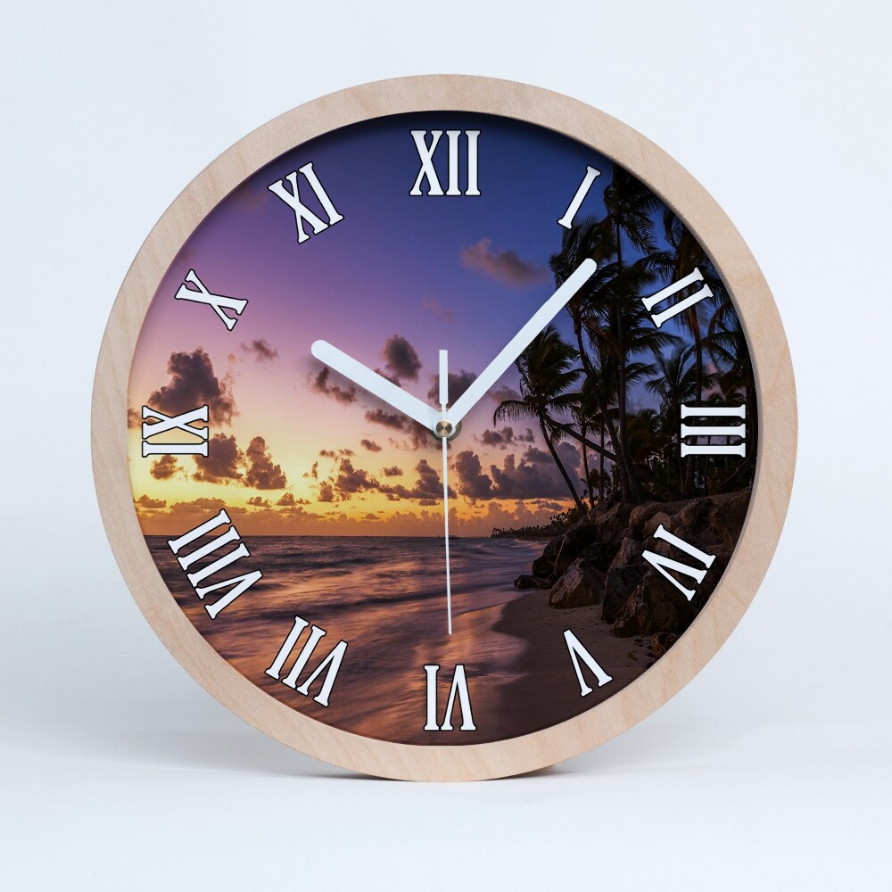 Drewniany zegar Zachód na plaży