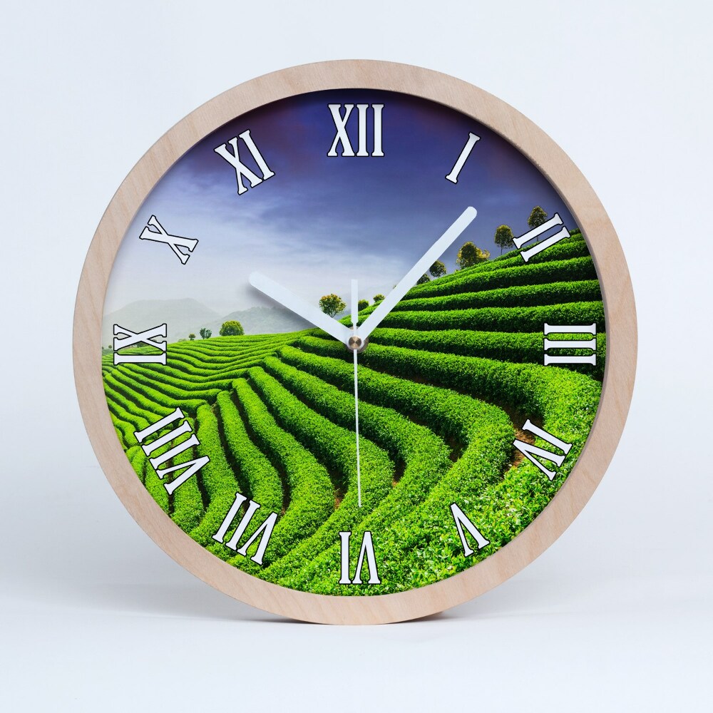 Zegar na ścianę drewniany Plantacja herbaty
