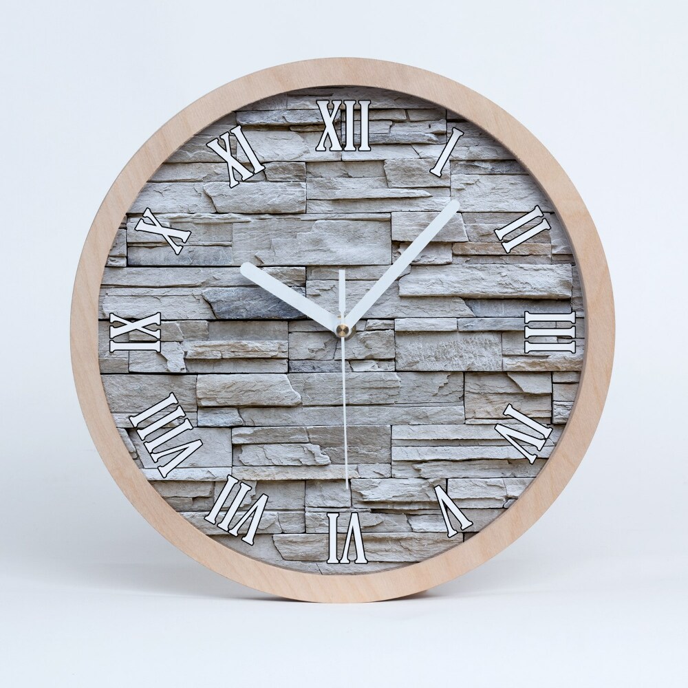 Zegar na ścianę drewniany Kamienna ściana