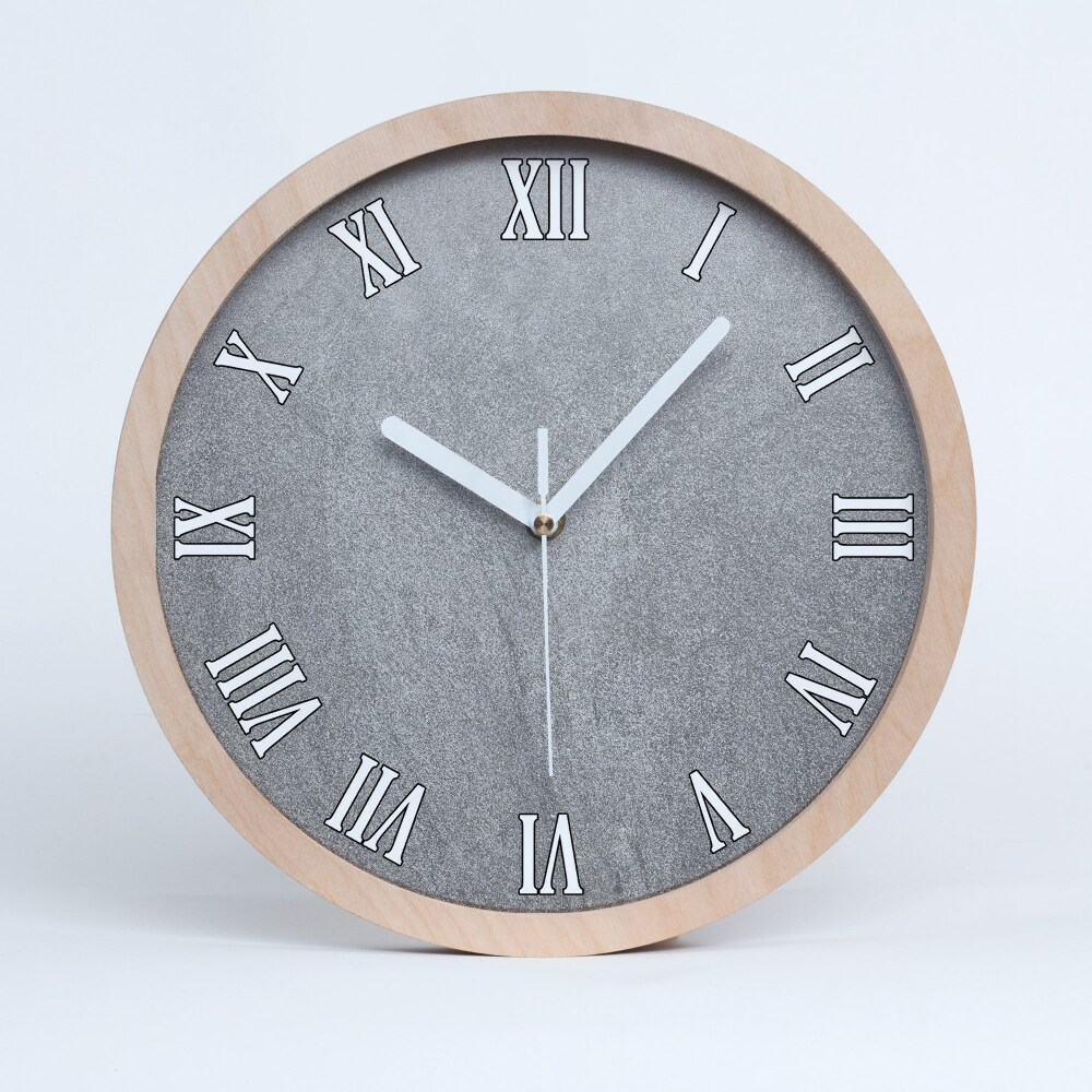 Zegar ścienny drewniany Szara ściana