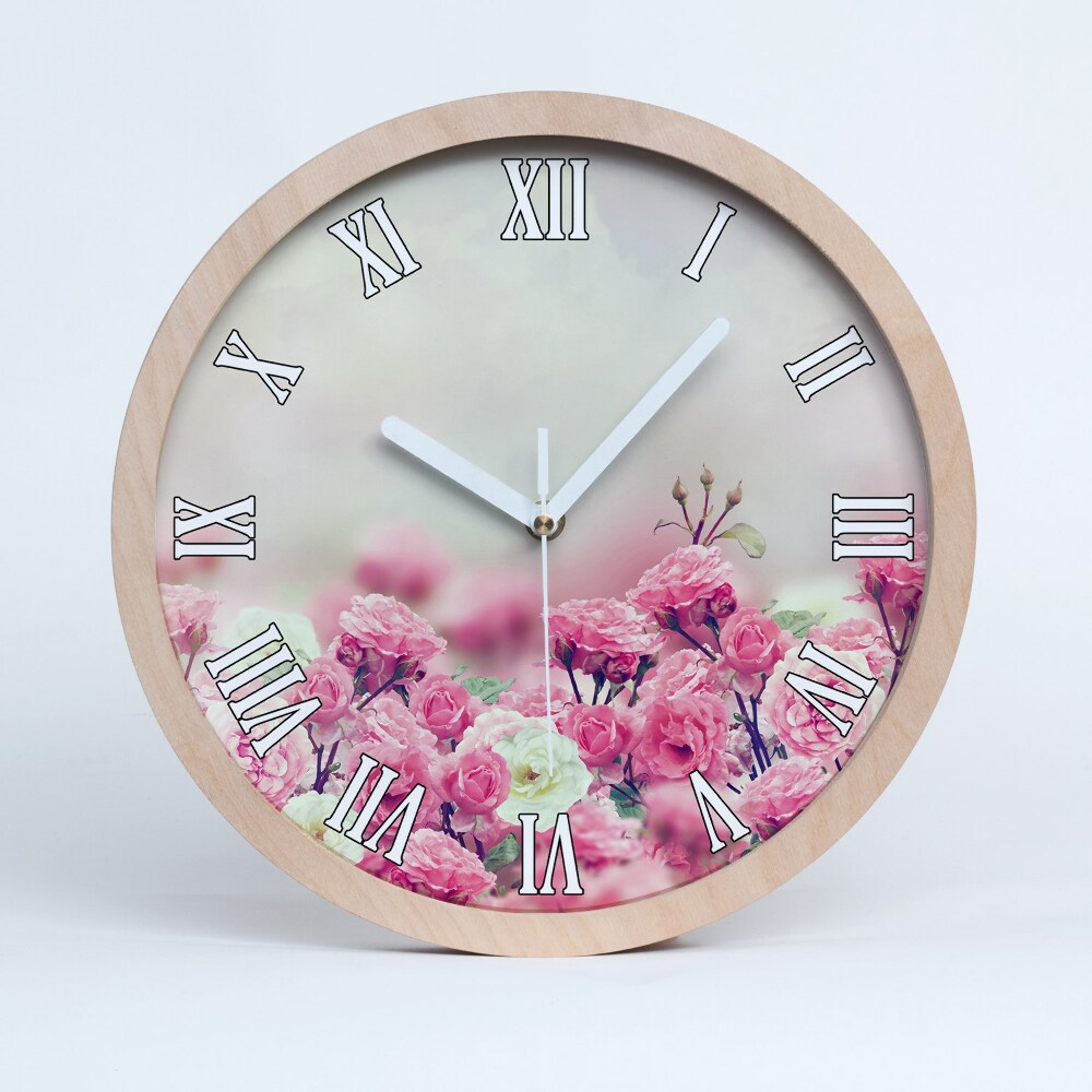Drewniany zegar Kwiaty dzikiej róży
