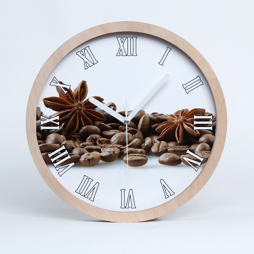 Zegar ścienny drewniany Ziarna kawy cynamon