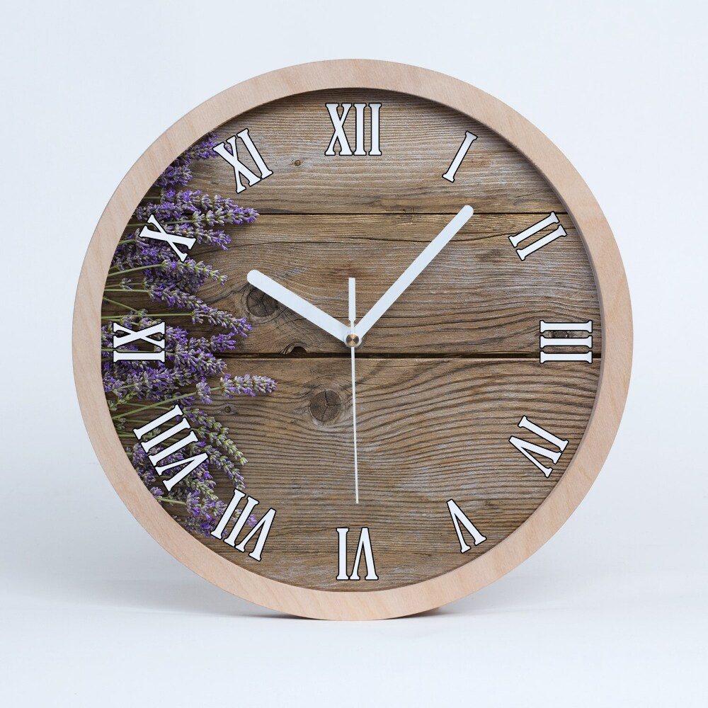 Zegar drewniany Lawenda na drewnie