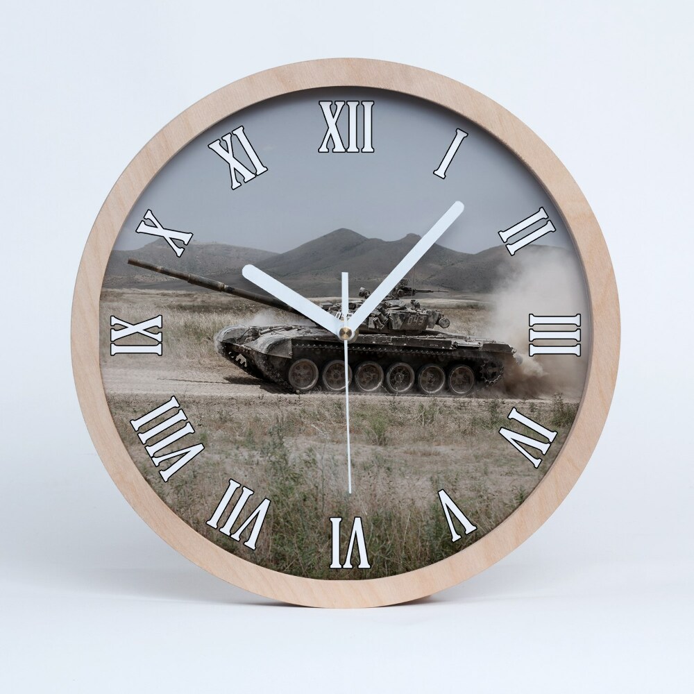 Drewniany zegar Czołg na pustyni