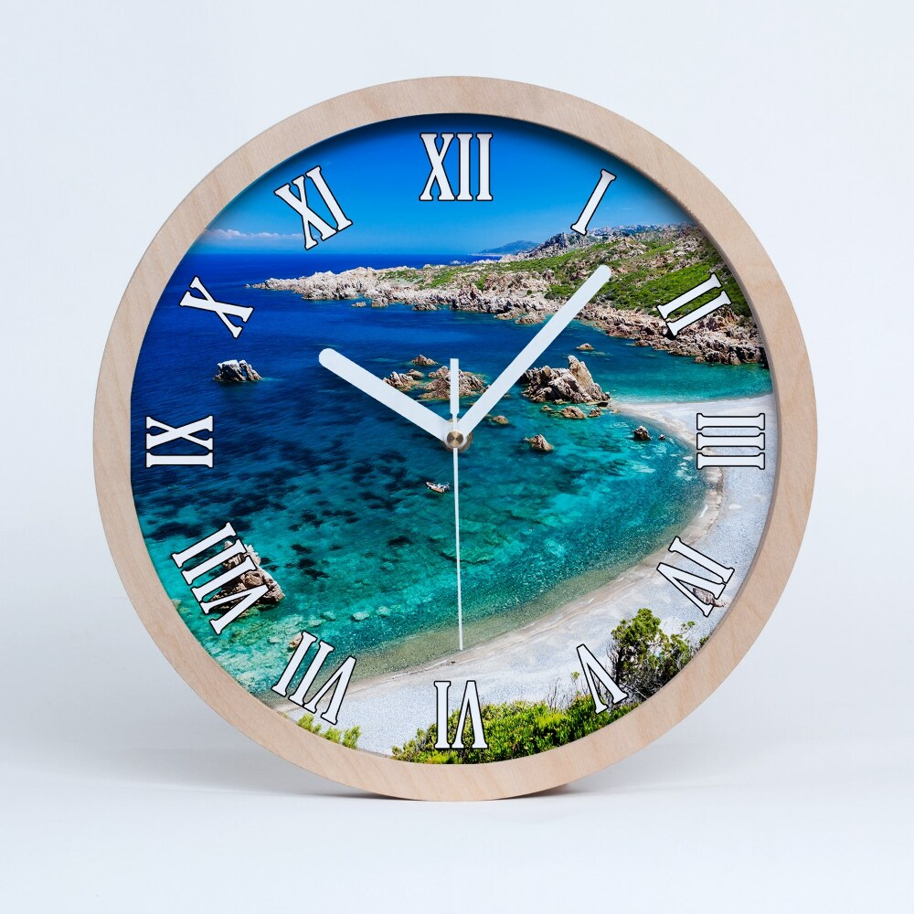 Zegar na ścianę drewniany Zatoka morska