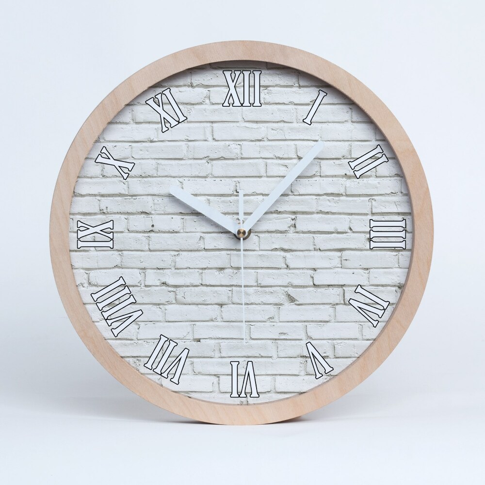 Zegar drewniany Ceglana ściana