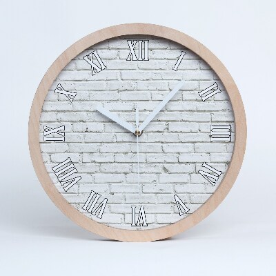 Zegar drewniany Ceglana ściana